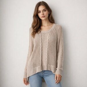 Buffalo David Bitton Light Tan Knit Sweater Summer Knit Size Medium